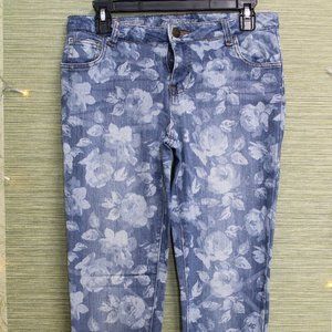 BLUE FLORAL PRINT JEANS | USED ITEM